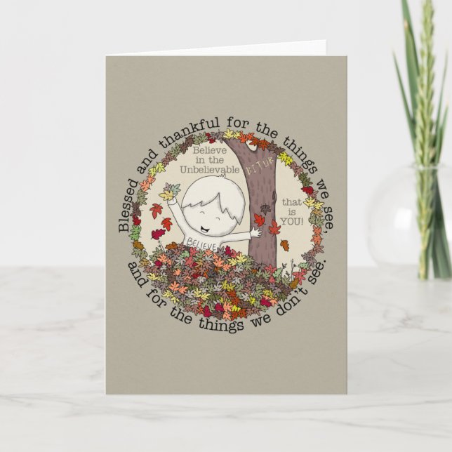 Cartes Pour Fêtes Annuelles Béni et Reconnaissant (Devant)