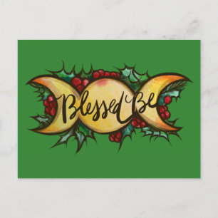 Cartes Pour Fêtes Annuelles Béni Soit Triple Lune Déesse Holly Yule