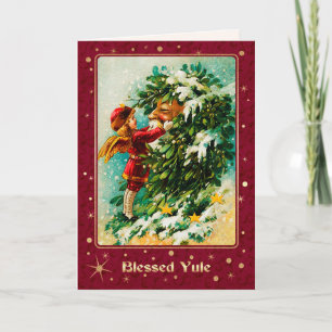 Cartes Pour Fêtes Annuelles Béni Yule. Ange de Noël Vintage