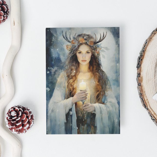 Cartes Pour Fêtes Annuelles Béni Yule Winter Solstice High Priestess 2 (Créateur téléchargé)