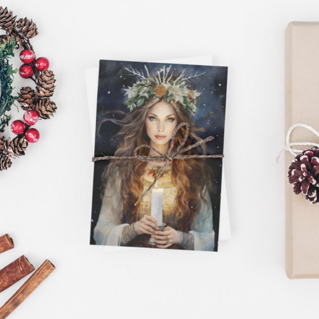 Cartes Pour Fêtes Annuelles Béni Yule Winter Solstice High Priestess 3 (Créateur téléchargé)