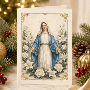 Cartes Pour Fêtes Annuelles Bénie Mère Marie Fleur Catholique 