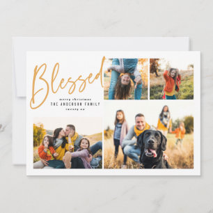 Cartes Pour Fêtes Annuelles Bénie multi photo calligraphie élégante