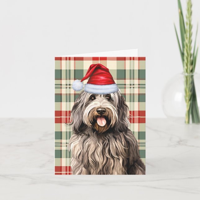 Cartes Pour Fêtes Annuelles Bergamasco Christmas Chien vacances Plaid (Devant)