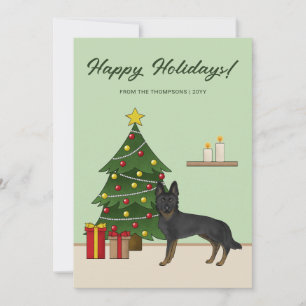 Cartes Pour Fêtes Annuelles Berger Allemand Bi-Noir Arbre de Noël Festif