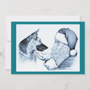 Cartes Pour Fêtes Annuelles Berger allemand et Père Noël