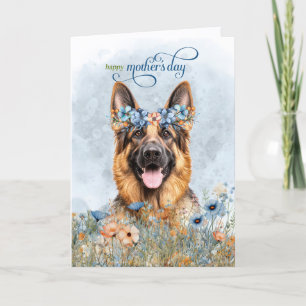 Cartes Pour Fêtes Annuelles Berger Allemand Fleurs des champs Fête des mères