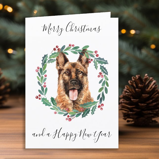 Cartes Pour Fêtes Annuelles Berger allemand Joyeux chien de Noël tendance (Créateur téléchargé)