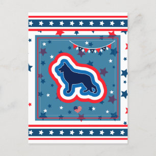 Cartes Pour Fêtes Annuelles Berger Allemand Patriotique Rouge Blanc Bleu 4 Jui