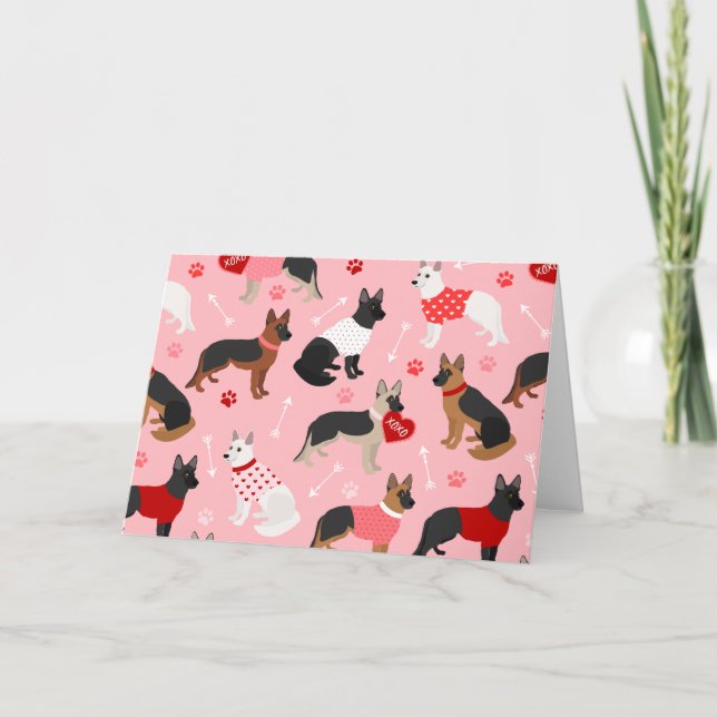 Cartes Pour Fêtes Annuelles Berger allemand Valentine Motif (Devant)