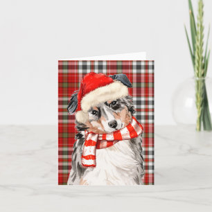 Cartes Pour Fêtes Annuelles Berger australien de Noël et Red Plaid