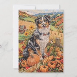 Cartes Pour Fêtes Annuelles Berger australien récolte d'automne Thanksgiving