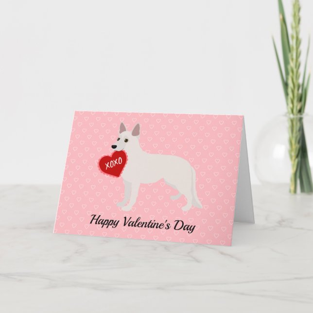 Cartes Pour Fêtes Annuelles Berger blanc allemand Saint-Valentin (Devant)