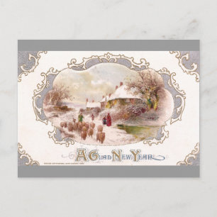 Cartes Pour Fêtes Annuelles Berger et mouton le jour de l'an