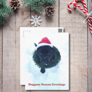 Cartes Pour Fêtes Annuelles Berger noir allemand Chiot Chiot couronne de Noël
