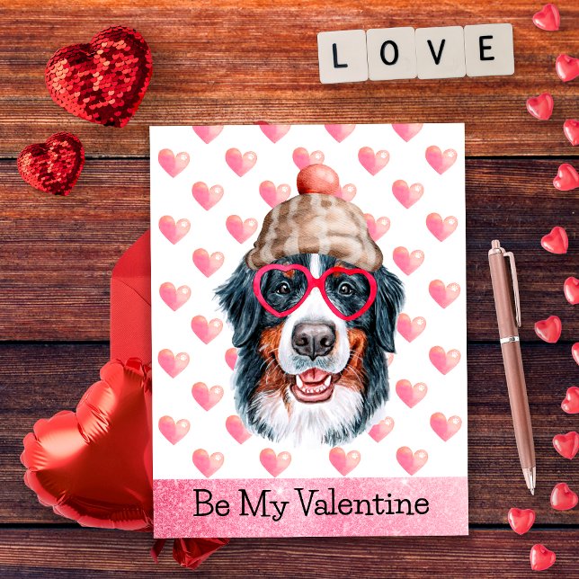 Cartes Pour Fêtes Annuelles Bernese Mountain Be My Valentine Dog Valentine's (Créateur téléchargé)