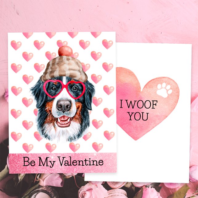 Cartes Pour Fêtes Annuelles Bernese Mountain I Woof You Chien Saint Valentin (Créateur téléchargé)