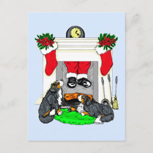 Cartes Pour Fêtes Annuelles Bernese Mt Chien Père Noël Dégage Dans