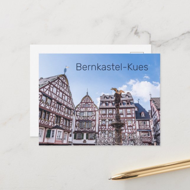 Cartes Pour Fêtes Annuelles Bernkastel-Kues Façades historiques Allemagne Souv (Devant/Arrière en situation)