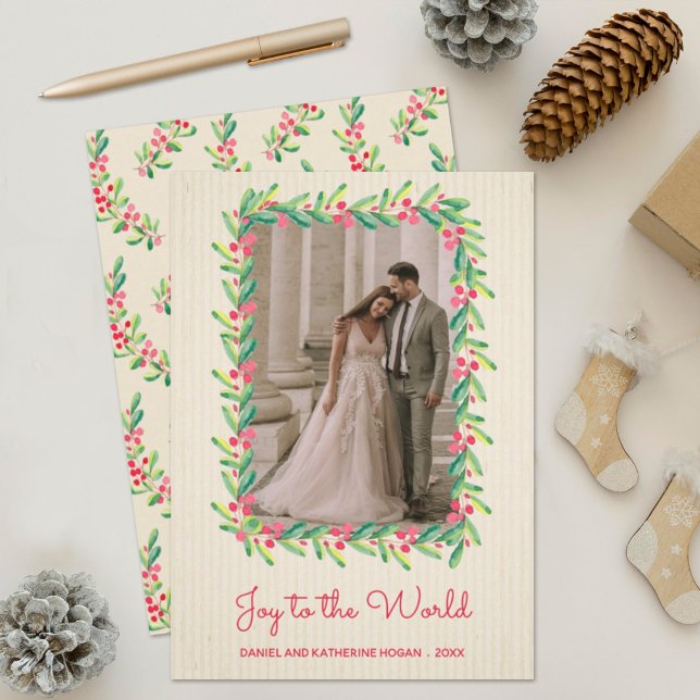 Cartes Pour Fêtes Annuelles Berries et verdure Photo de Noël (Créateur téléchargé)