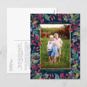 Cartes Pour Fêtes Annuelles Berries Pines Gold Foil Photo Noël