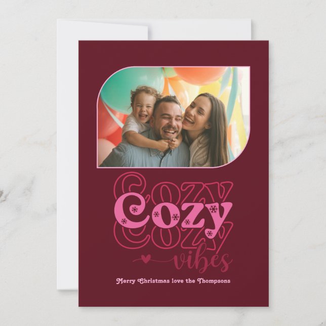 Cartes Pour Fêtes Annuelles Berry Blush Cosy Vibes seulement Photo de Noël (Devant)