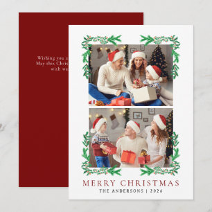 Cartes Pour Fêtes Annuelles Berry Branch Cadre Famille de Noël 2 Photo