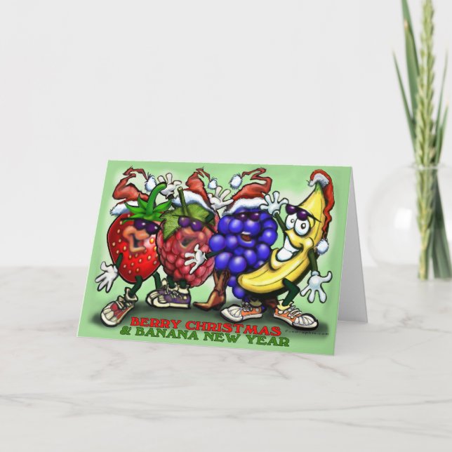 Cartes Pour Fêtes Annuelles Berry Christmas Banana Nouvel An (Devant)