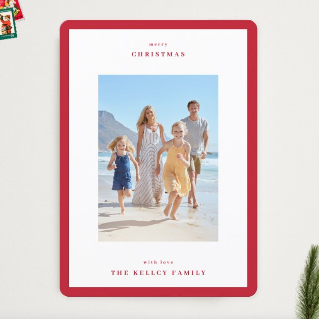 Cartes Pour Fêtes Annuelles Berry de Noël Cadre moderne rouge 3 Photo (Créateur téléchargé)