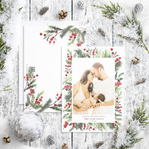 Cartes Pour Fêtes Annuelles Berry de pin d'hiver chaud Botanique naturel Photo