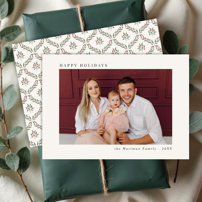 Cartes Pour Fêtes Annuelles Berry Elegant avant minimal Retour Noël (Créateur téléchargé)