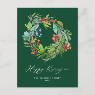 Cartes Pour Fêtes Annuelles Berry et verdure Wreath Green Happy Kwanzaa