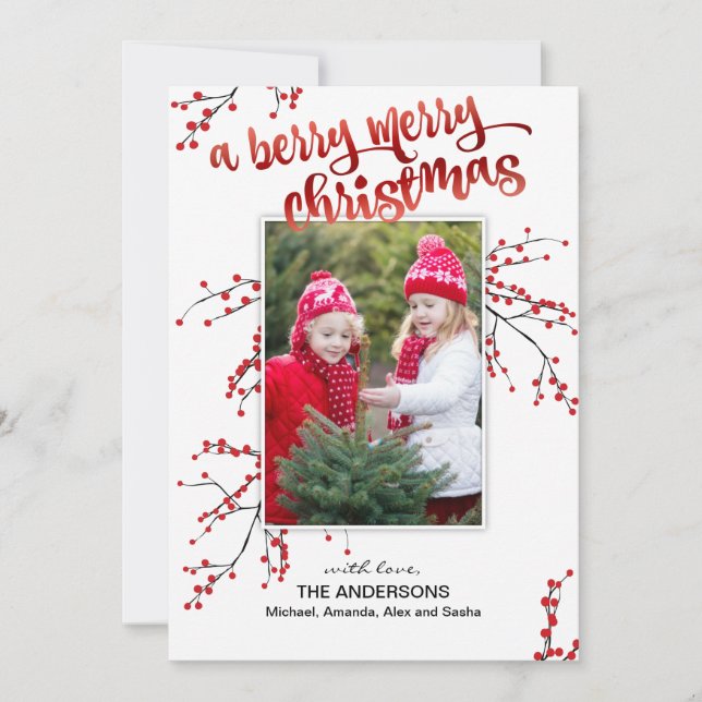 Cartes Pour Fêtes Annuelles Berry Joyeux Noël avec votre photo (Devant)
