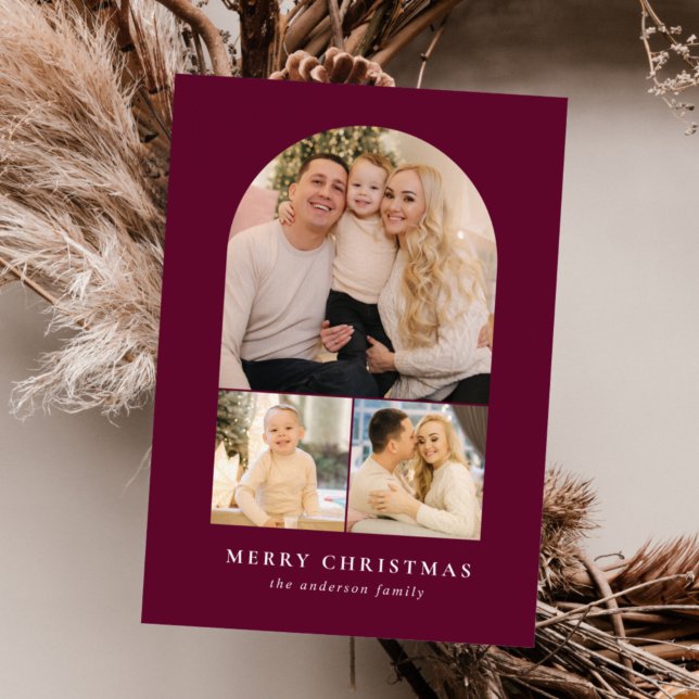 Cartes Pour Fêtes Annuelles Berry Minimalist Arch 3 Photo (Créateur téléchargé)