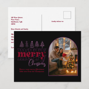 Cartes Pour Fêtes Annuelles Berry Noir Cozy Arch Photo Joyeux Noël