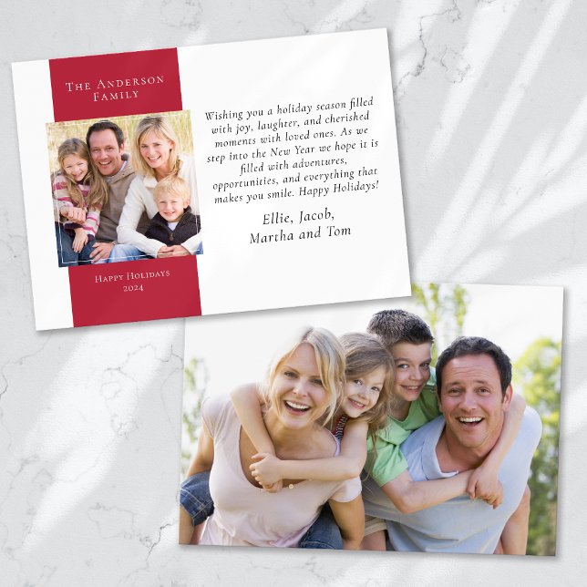 Cartes Pour Fêtes Annuelles Berry Red Simple 2-Photo (Créateur téléchargé)