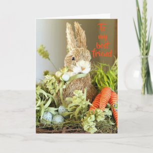 CARTES POUR FÊTES ANNUELLES **BEST AMI** HAPPY EASTER DIT CUTE BUNNY