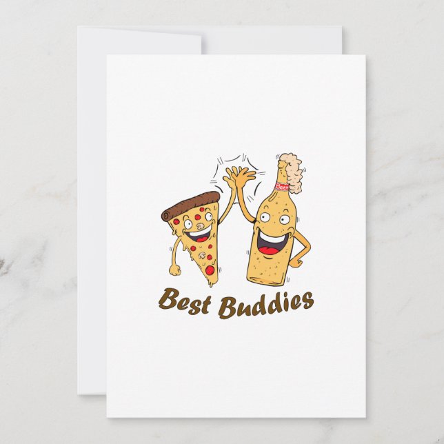 Cartes Pour Fêtes Annuelles Best Buddies Pizza et bière (Devant)