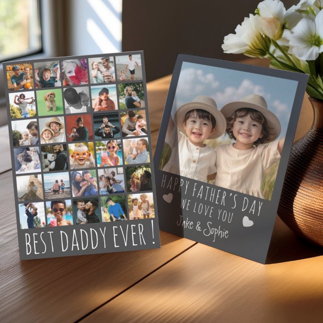 Cartes Pour Fêtes Annuelles Best Daddy Ever Grey 31 Photo Father’s Day (Créateur téléchargé)