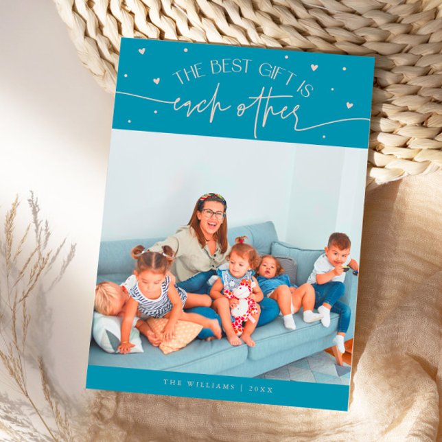 Cartes Pour Fêtes Annuelles Best Gift Aqua Peach Valentines Day Photo (Créateur téléchargé)