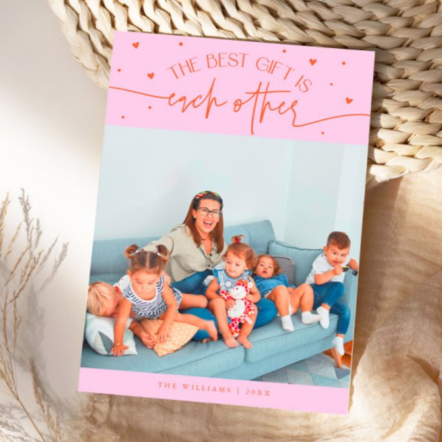 Cartes Pour Fêtes Annuelles Best Gift Orange Pink Valentines Day Photo (Créateur téléchargé)