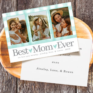 Cartes Pour Fêtes Annuelles Best Mom Ever 3 Photo Fête des mères En vichy Coeu