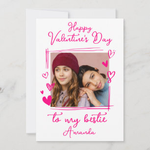Cartes Pour Fêtes Annuelles Bestie Valentine's Day Bright Pink One Photo