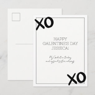 Cartes Pour Fêtes Annuelles Bestie XOXO noir et blanc Nom de la Saint-Galentin