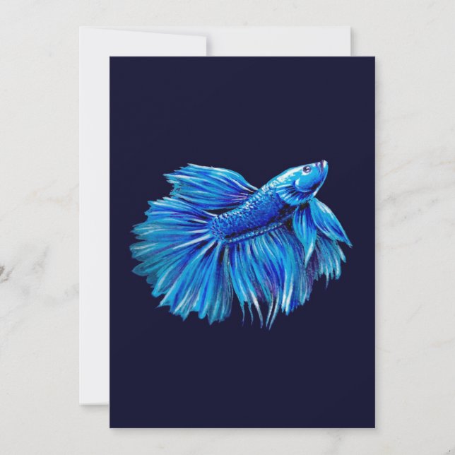 Cartes Pour Fêtes Annuelles Bêta bleu poisson dans la marine |Aquarium Lover (Devant)