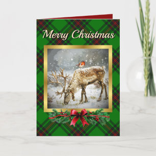 Cartes Pour Fêtes Annuelles Beveridge Stag & Robin Tartan Personnalisé