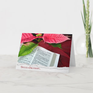 Cartes Pour Fêtes Annuelles Bible ouverte avec poinsettia