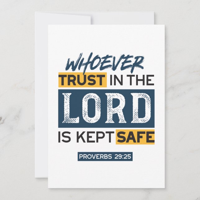 Cartes Pour Fêtes Annuelles Bible Quote Art - Proverbs 29:25 Trust in God (Devant)