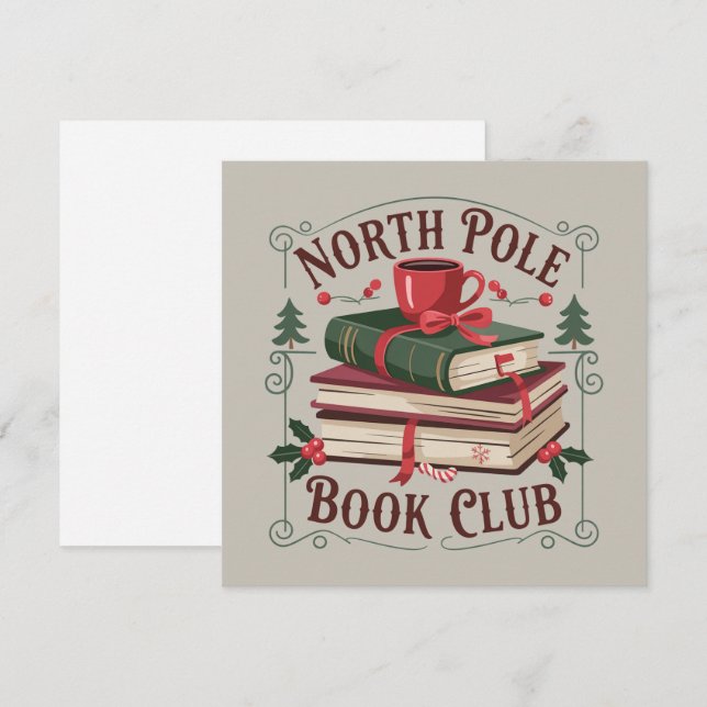 Cartes Pour Fêtes Annuelles Bibliothécaire du club de lecture du pôle Nord Liv (Devant / Derrière)