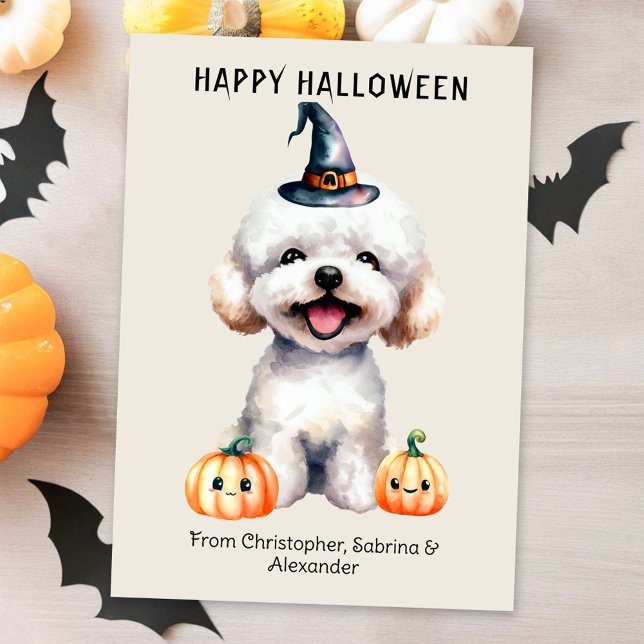 Cartes Pour Fêtes Annuelles Bichon Frise Chien Halloween heureux (Créateur téléchargé)